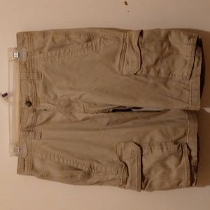 Size 32 Waist Berne Cargo Shorts Tan in color, gently used in good condition